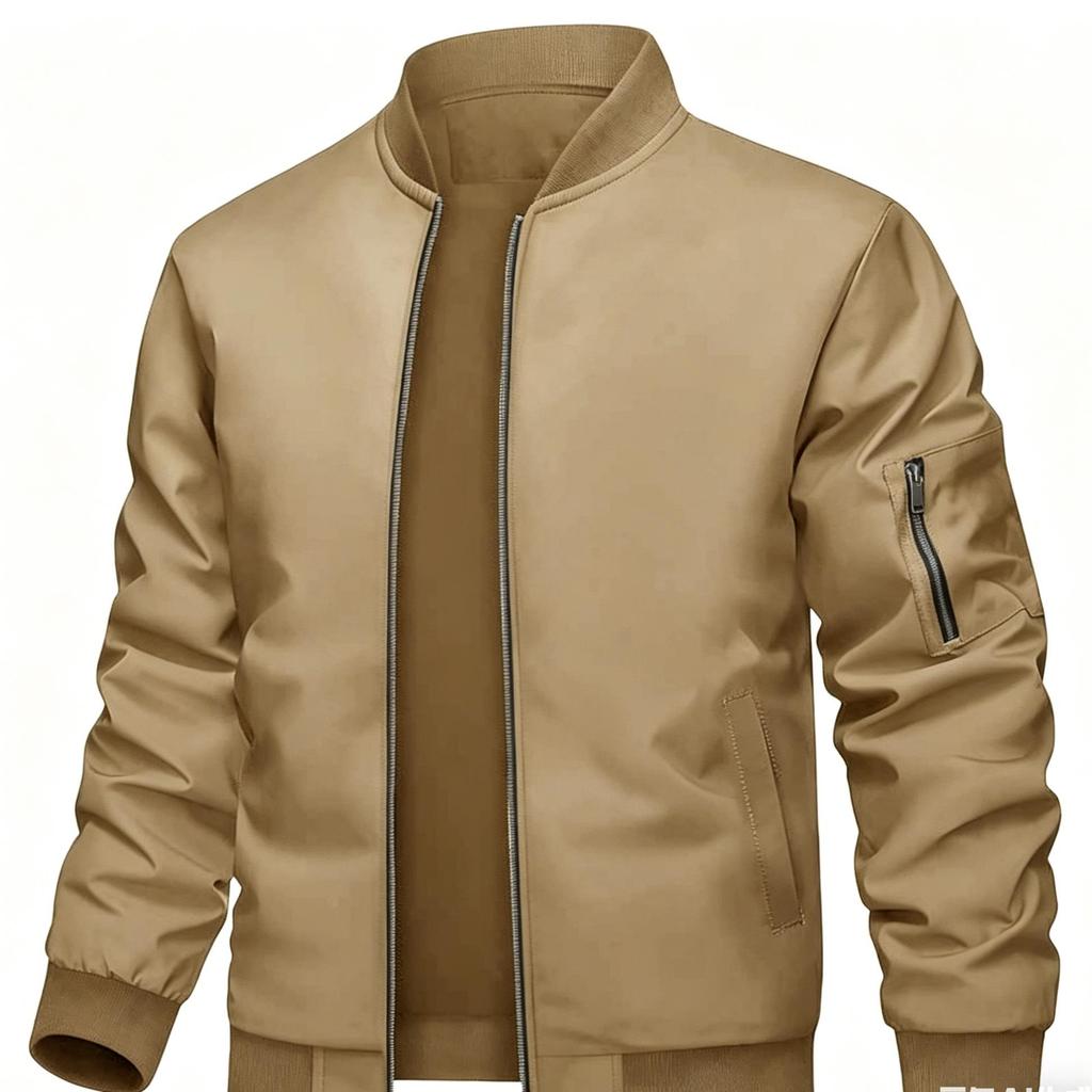 Men's Classic American Bomber Jacket! Baseball Collar with Utility Pockets, Loose-Fit Jacket, Multi-Color Windproof Versatile Top for Spring/Autumn