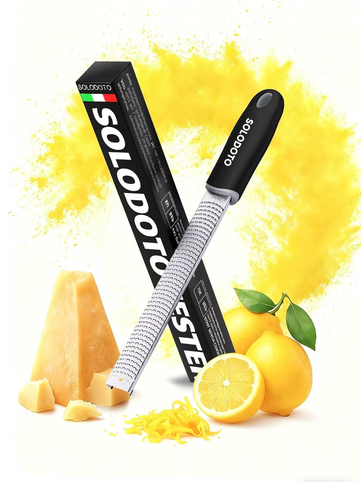 Recommended by Michelin SOLODOTO Cheese Grater Grater Grater Grater Zester Grater Grater Stainless Steel Garlic Grater Ginger Cheese Slicer Cookware чёрный