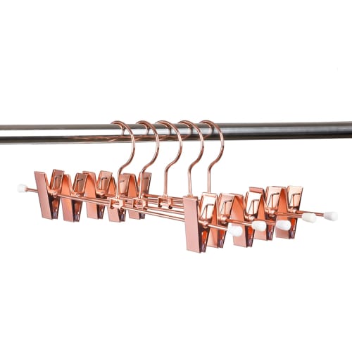 Amber Home Rose Gold Trouser Hangers, 20-Piece Set, Skirt Hangers, Steel Hangers for Bottoms, Pants, Slacks, and Towels, Durable Metal with Adjustable