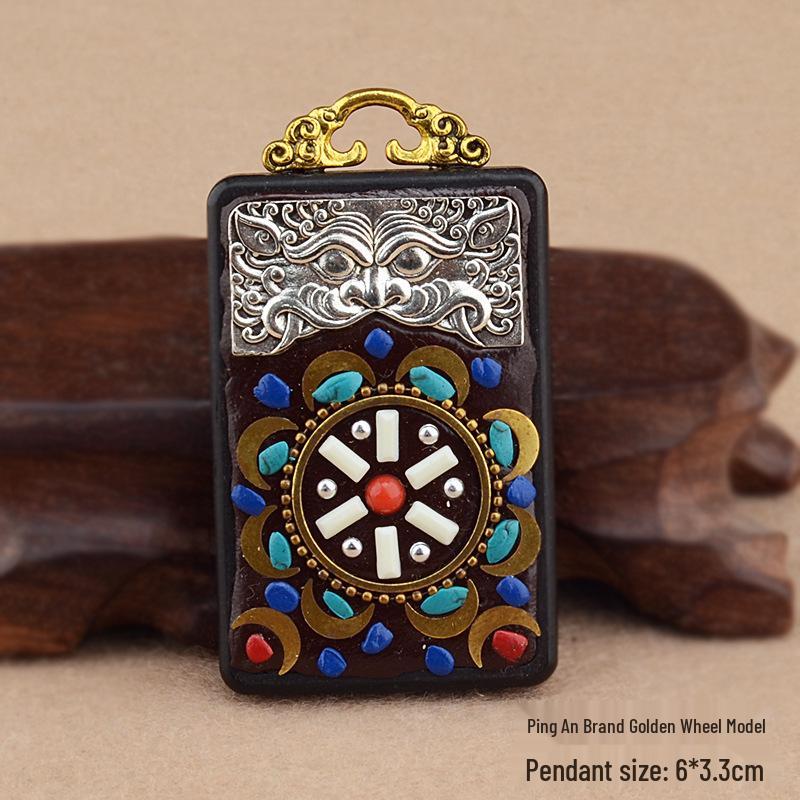 Ebony Tangka Necklace with Ethnic Na Fu Pendant - Buddha Amulet for Men & Women