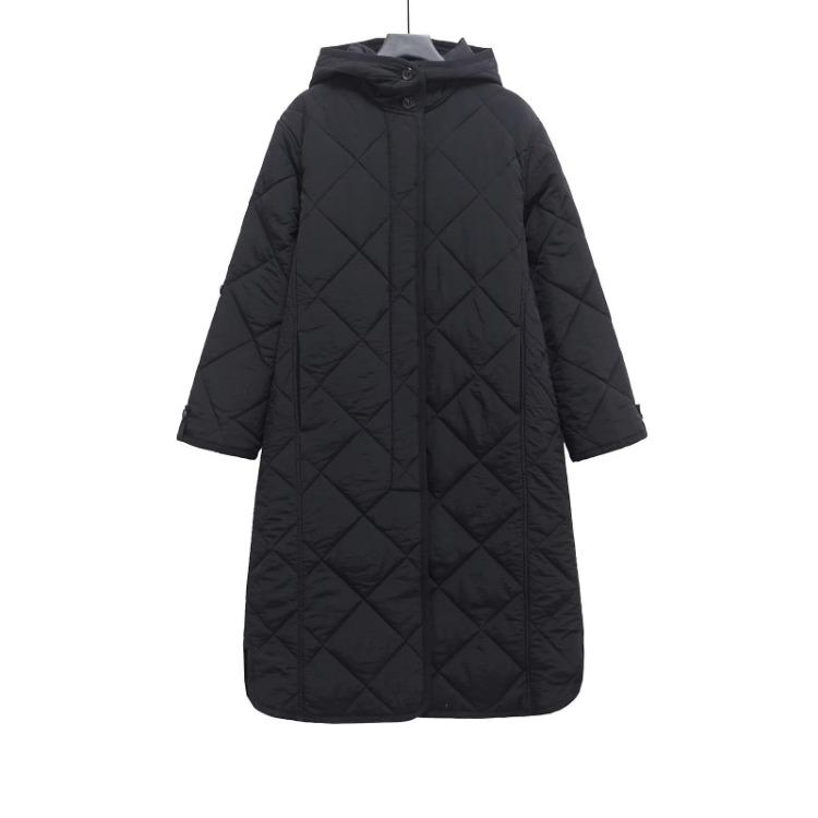 

2024 Осень Зима Женское Длинное Стеганое Хлопковое Пальто с Капюшоном Европейско-Американская Мода Верхняя Одежда 9654 Small