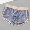 Men Boxer Briefs Mid-rise Elastic Waistband Shorts Underwear Striped Print Patchwork Color U-Convex Panties