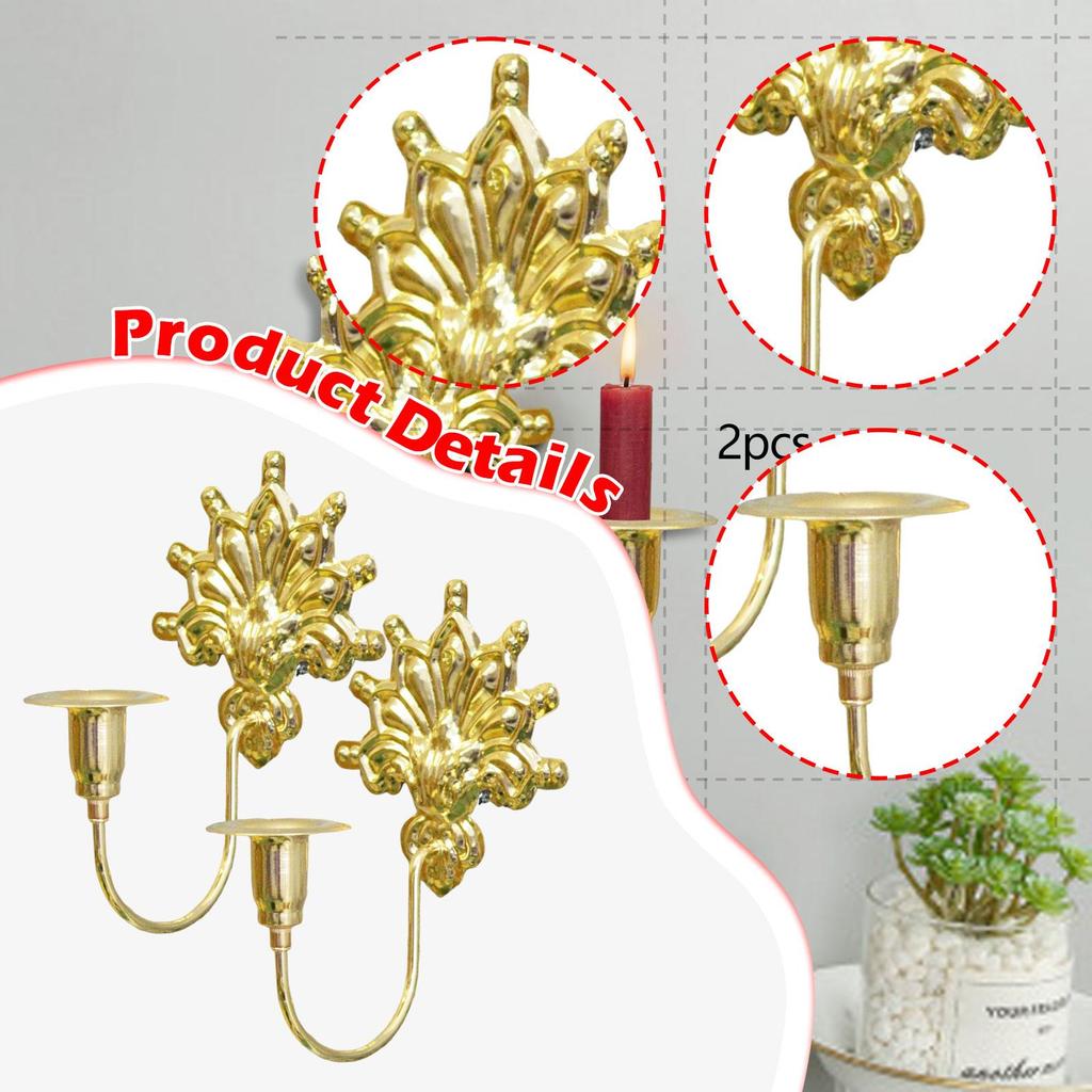 Iron Wall Candle Sconces Set French Vintage Retro Candlestick Holders Decorative Candle Rack for Hallway Art Corridor Decor