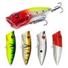 7cm Fishing Lure Hard Bait Popper with Treble Hooks Durable ABS Body Floating Surface Lure for Freshwater and Saltwater Fishing