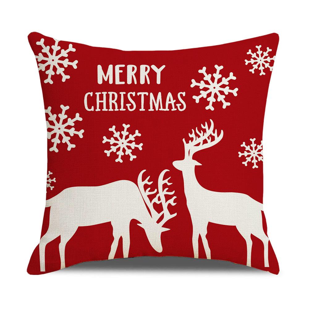 New Christmas Pillow Cover Red Simple Christmas Snowman Print Cushion Home Cushion