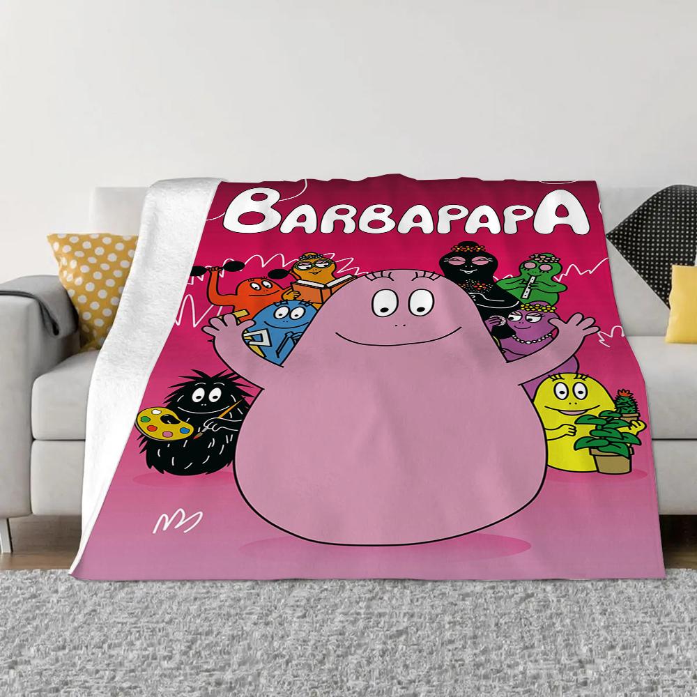 Les-Barbapapa Throw Blanket King Size Fluffy Plaid Throws Blankets for Sofa Luxury Bedding Beach Towel Home and Decoration Knee