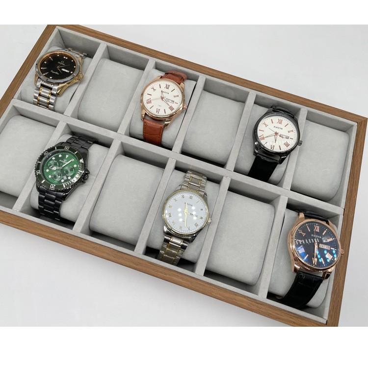 Wooden 12-Slot Watch Display Tray for Boutiques and Stalls