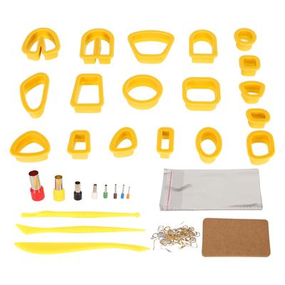 Ensemble de Découpoirs en Argile Polymère Attaches pour Boucles d'Oreilles Cartes Anneaux de Jonction Kit de Découpoirs pour Boucles d'Oreilles en Argile DIY pour la Fabrication de Bijoux Jaune
