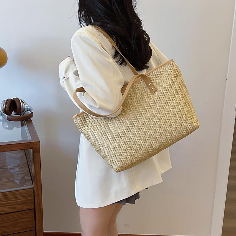 Chic Large Capacity Woven Tote Bag For Women Perfect For Summer Street Style