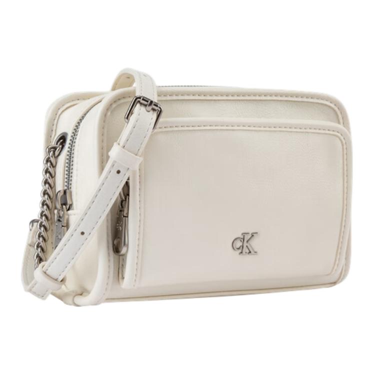 New CALVIN KLEIN SS25 Synthetic Material Crossbody Bag, Shoulder Bag Medium Women's Ivory 4K0005G-YAS