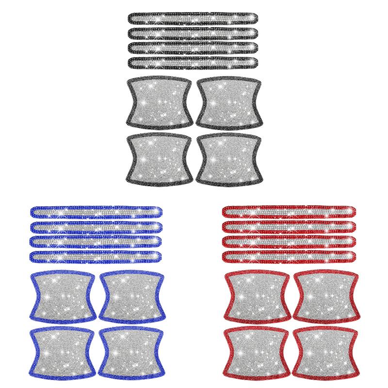 8PCS Car Door Handle Sticker Decal Warning Diamond Auto Strip Driving Safety Bling Car Accessories for Girls Wholesale Universal