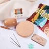 Sock Darning Kit Wooden Disc With 9 Needles Darning Egg Mending Sock With Threader And 10 Colors Sewing Threads For Sock Darning