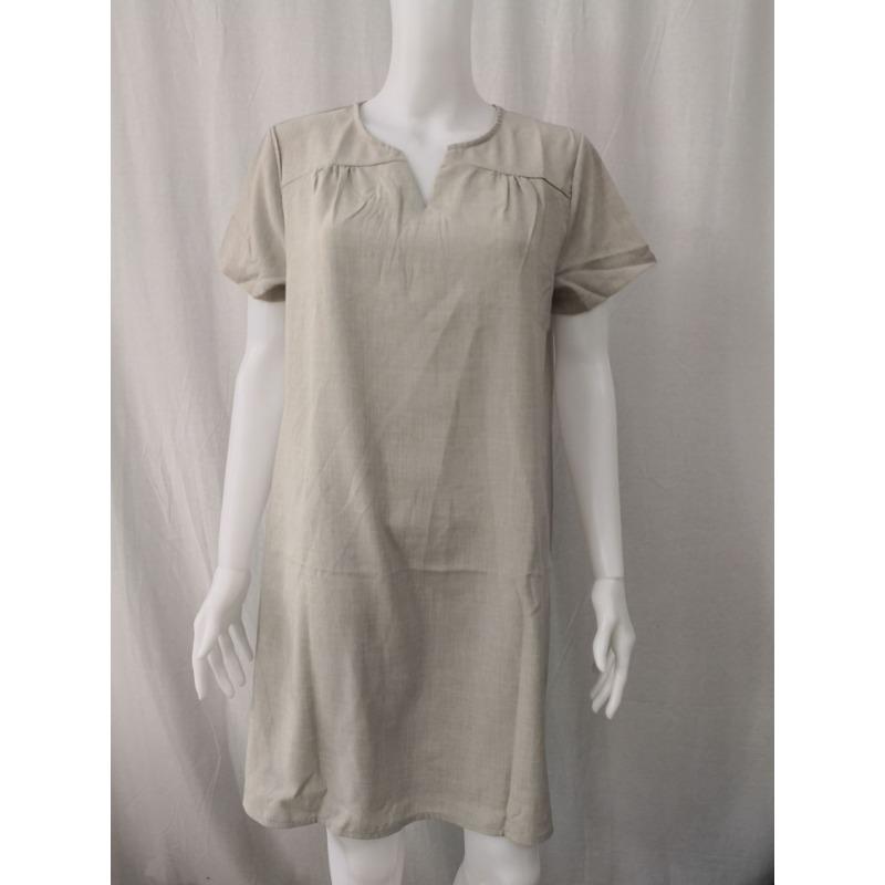 Summer Loose Short Sleeve V-neck Short Dress Women Plus Size Fashion Elegant Thin Party Casual A-line Dress Female Simple Solid Color Women's Clothing