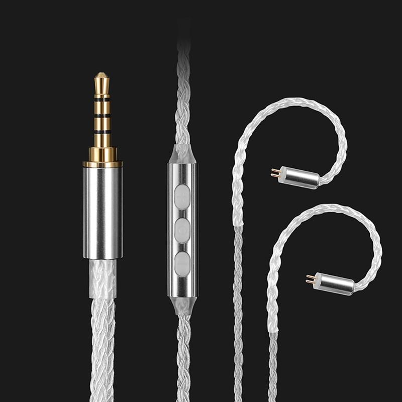 Replacement Upgrade Cable 3.5mm/Type-C 8Core Wire 2Pin 0.78mm Plug Headphone Cable Support Volume Control 51inch Cable