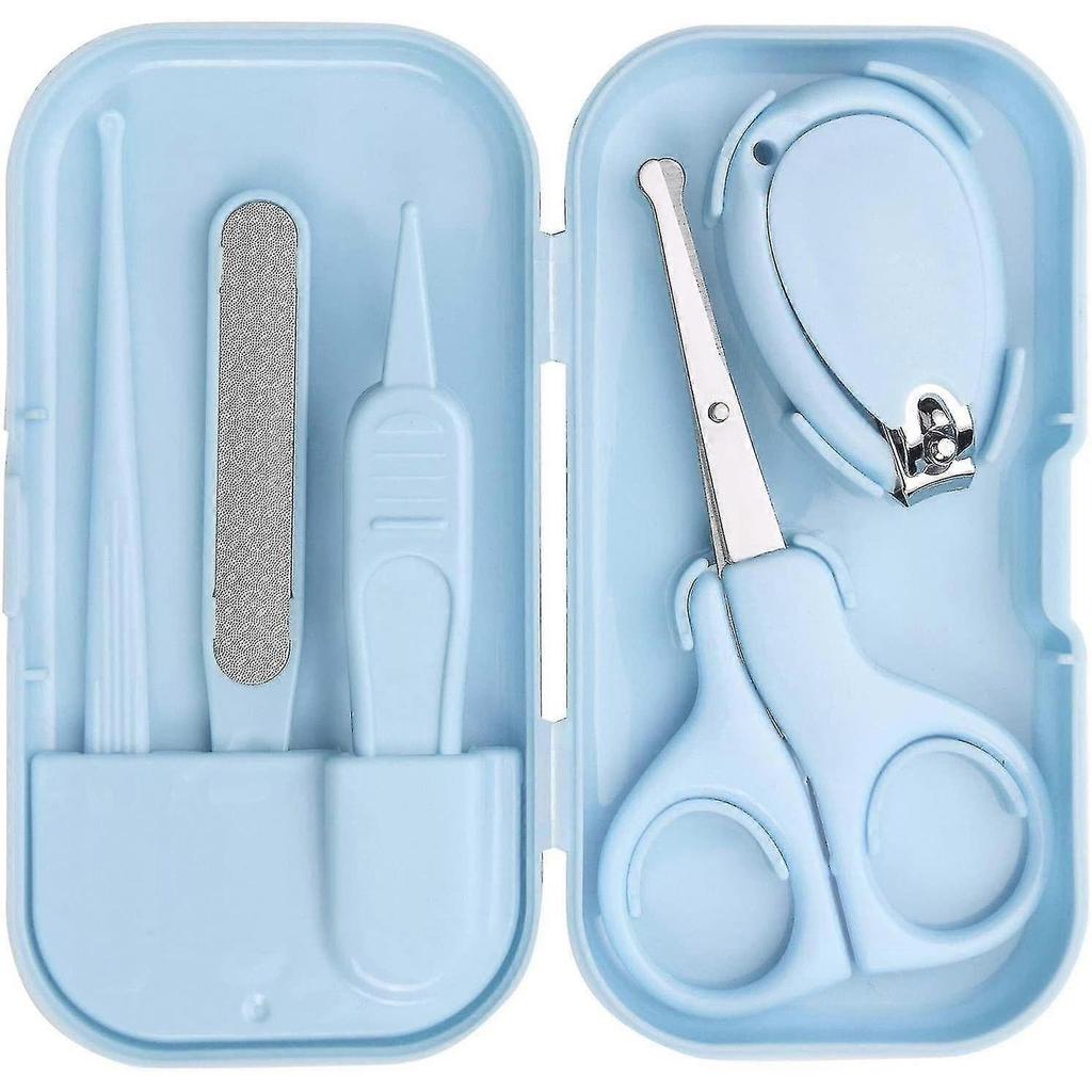 Baby Manicure, 5pcs Baby Nail Care Set, Baby And Toddler Nail Care Kit, Nail Clippers, Scissors, File, Pliers And Ear Pick (blue)