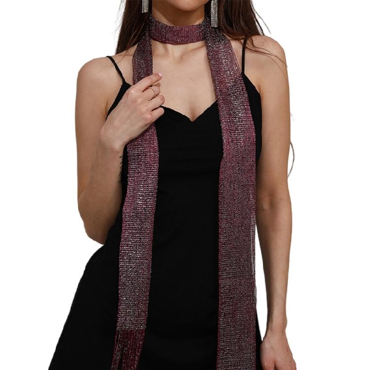 Woman Banquets Scarf with Tassels Shinning Collar for Female Dancing Photography