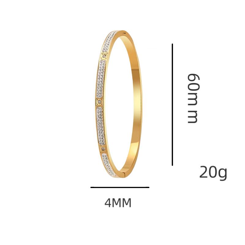 Stainless Steel Bracelet, Gold-plated Rhinestone Pendant, Wedding Party, Engagement Anniversary Gift