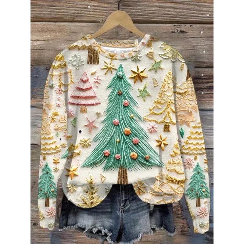 New Christmas Autumn/Winter Printed Round Neck Hoodie For Women