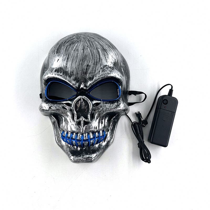 Skull Full Face Mask Halloween Cosplay Horror Luminous LED Mask 10 Single Color for Choice Party Glow Mask