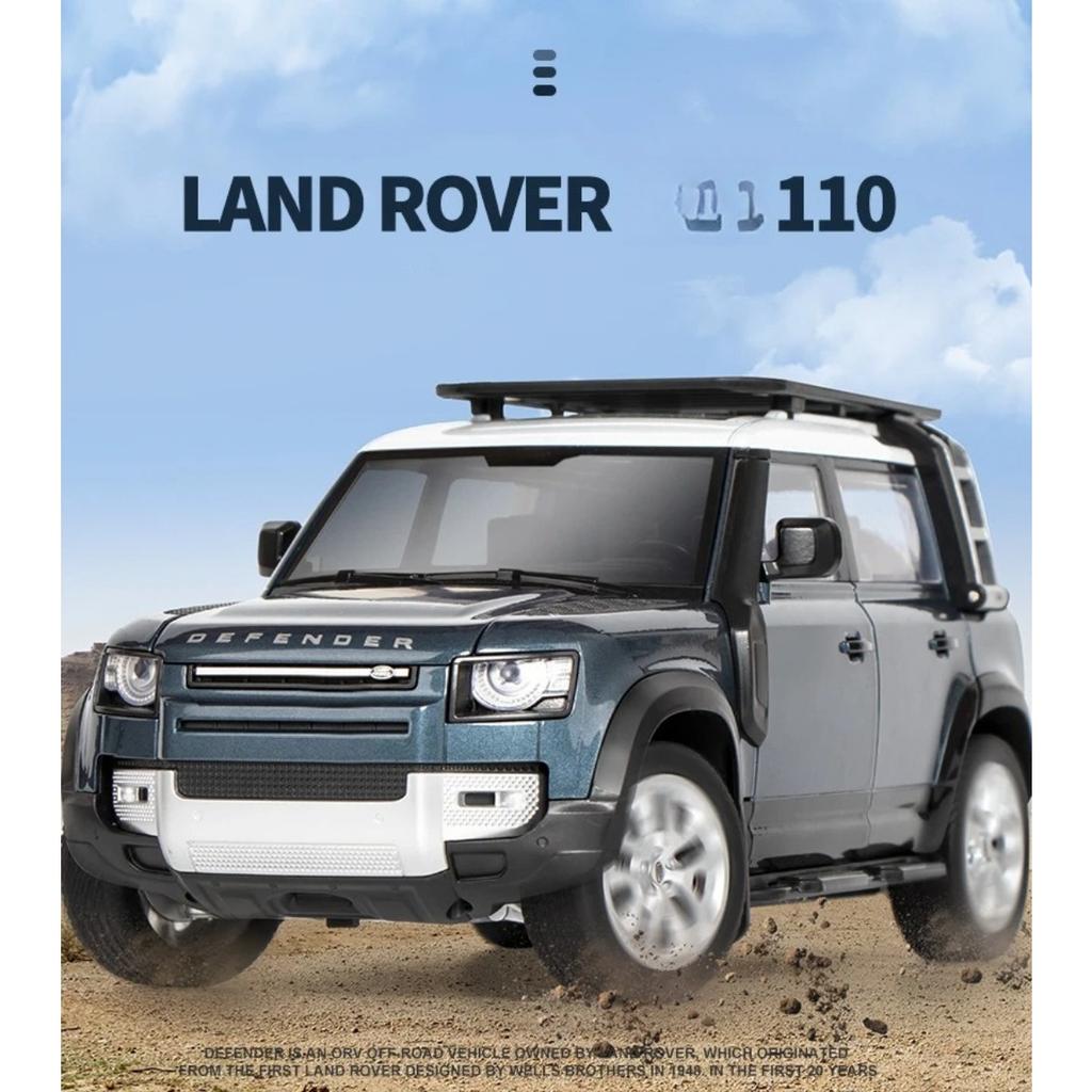 1/18 Range Rover Defender SUV Alloy Car Model Diecast Metal Toy Off-road Vehicles Car Model Sound and Light Simulation Gift