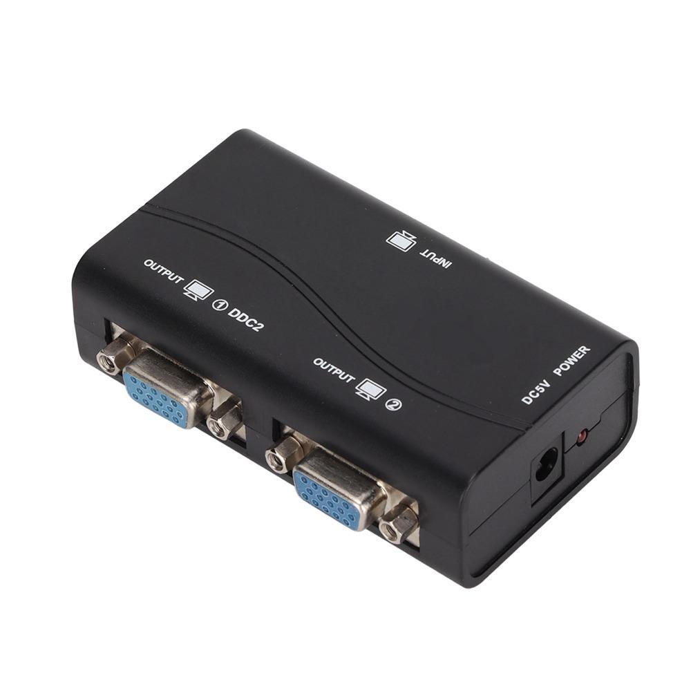 1 in 2 Out VGA Splitter 250MHz Video Distribution Duplicator VGA Splitter Amplifier Laptop