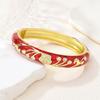 Enamel Floral Flower Crystal Bangle 5 Petals Women's Hand Bracelet Vintage Cloisonne Bangle  Ladies