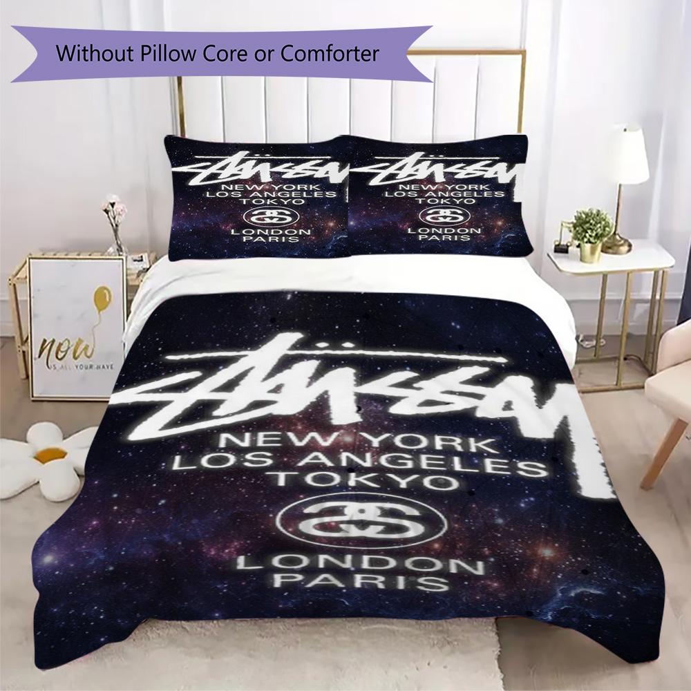 Skateboard Sneaker Street Logo 3Pcs Bedding Set, Retro Skate Culture Duvet Cover & 2 Pillowcases