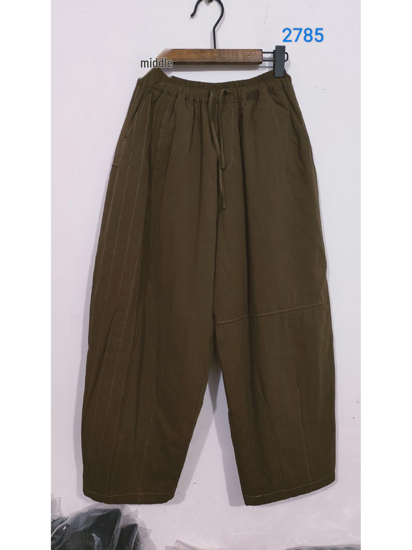 

2025 Winter Women s Artistic Retro Slimming Casual Harem Pants - Warm, Loose, Wide-Leg Design One Size кавовий/зелений