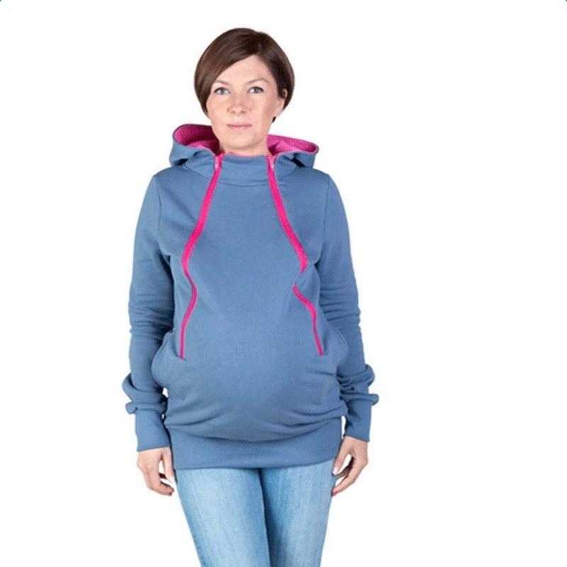 Cozy And Warm Mom's Maternity Kangaroo Hoodie Mum Dad Baby Wrap Carrier Pet Holder