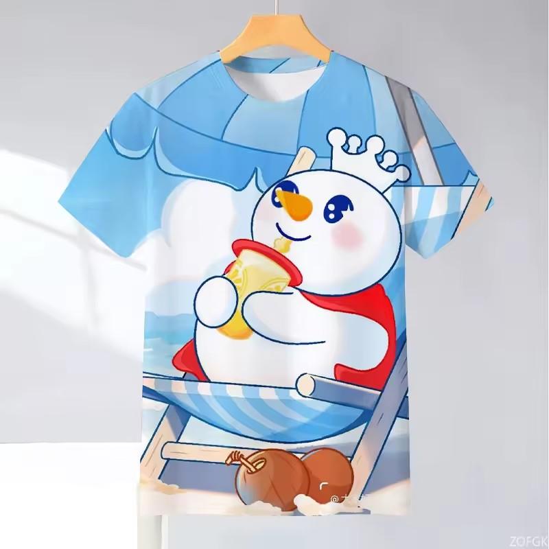 Summer New Trendy Brand Honey Snow Ice City Snow King Cartoon Anime 3D Printed Youth Student Children's Top