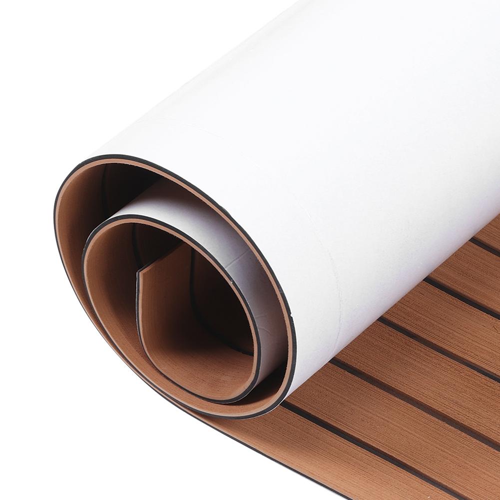 EVA Flooring Mat 120x240cm Non-Slip Self Adhesive Decking Pad Decoration for Marine Boat Yacht(Light Brown Black )