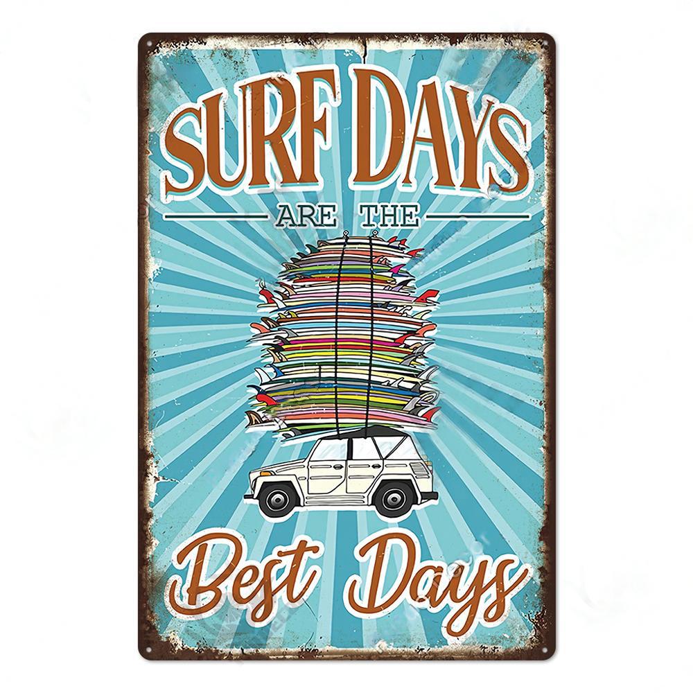 Summer Beach Decor Vintage Metal Tin Signs Plaque Metal Plate Retro Posters Wall Art Decor Seaside