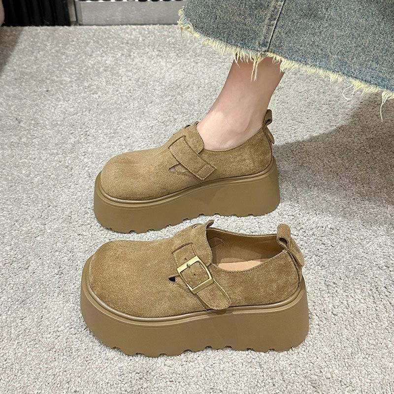Big Head Ugly Cute Boken Single Shoes Women's Spring and Autumn New Thick-soled Height-increasing Small Boken Shoes
