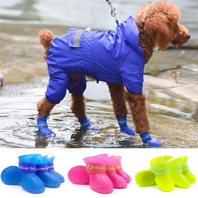Pet Dog Cats Rain Shoes Pet Boots Rubber Portable Anti Slip Waterproof Pet Dog Cat Rain Shoes Pet Supplies Size S/M/L