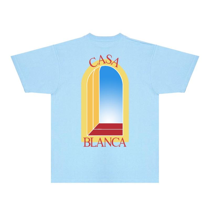 CASA Casablanca Short Sleeve T Shirt Couples Star Castle Letter Print Casual Loose Fit
