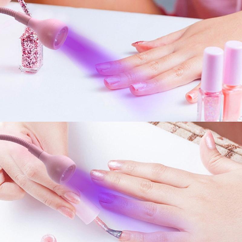 3W Nail Dryer Light UV Nail Lamp For Drying Gel Nail Polish Foot Switch Clip-On Flexible Desk Mini Portable USB For DIY Manicure