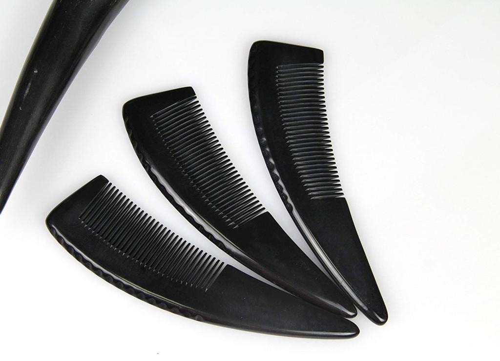 Ivymaker Hair Natural Buffalo Comb, Horn, Anti-Static, Unisex, Fine-Tooth, Black, 16-18cm