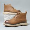 Luxury Brand Winter Cow Leather Platform Boots for Men Designer Casual Work Shoes Genuine Leather Outdoor High Top Ankle Boot