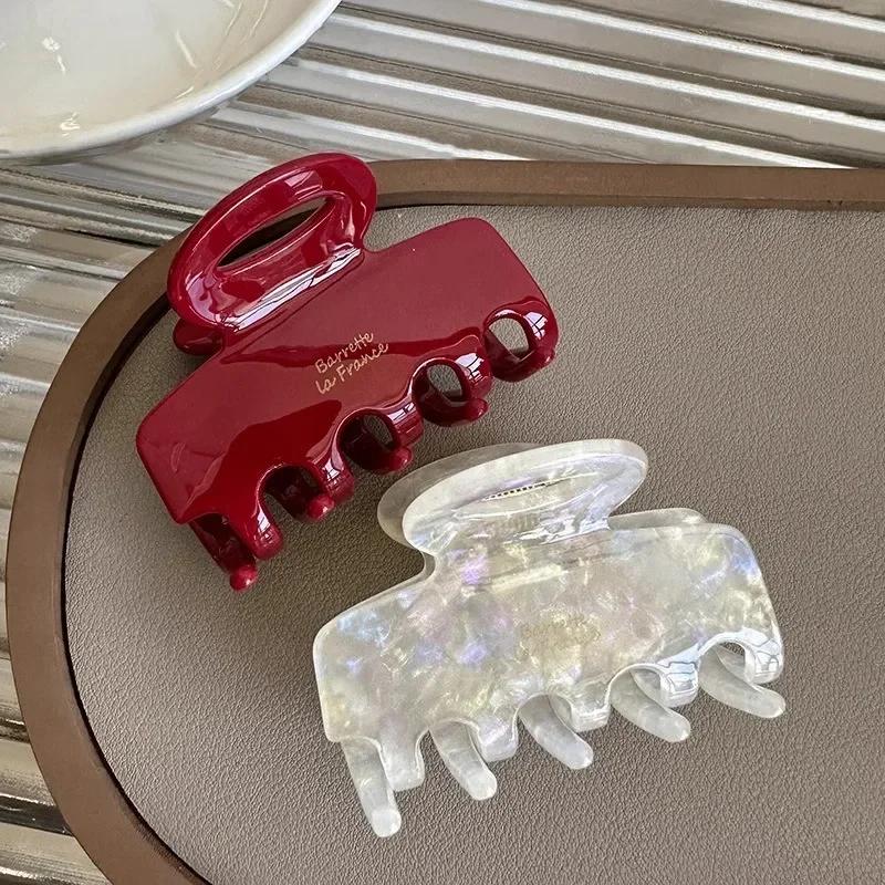 New Fashion Korean Acetate Hair Crabs Red Hair Clips Girls Women Tie Up Hairs Shark Hair Clip Accessories Ponytail Hairs Clip