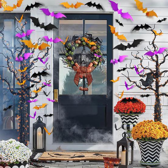 72/120Pcs 3D Bat Wall Stickers Realistic Pattern Easy to Install Wall Decals Halloween Decorations Party Supplies