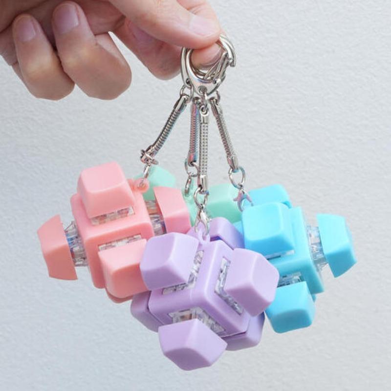 Six Sided Fidget Clicker Keychain - Keyboard Button Sensory Toy Portable Anti-Anxiety Stress Relief Fidget Toy Bag Keyring