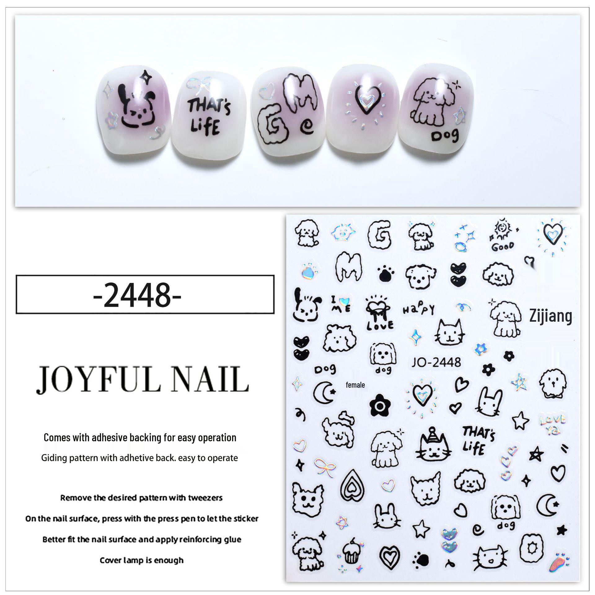 

Puppy Kitten Graffiti Nail Stickers - Cute Heart Patterns & Decals