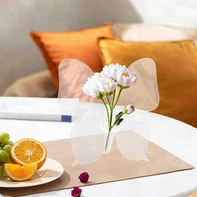 Acrylic Butterfly Vase Ornament Modern Artwork Plant Flowers Container for Bookshelf