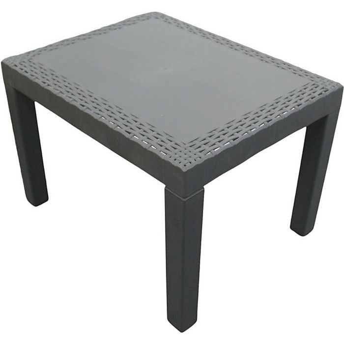 Table basse - JACK - effet rotin anthracite - Gris - Hauteur 40 cm