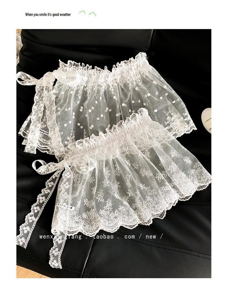 Korean Mesh Polka Dot Lace Butt Curtain: Chic Layering Waist Accessory for Girls with Pants & Skirts.