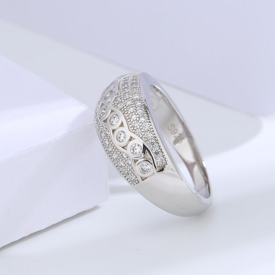 

Buyee 925 Sterling Silver Big Ring Finger White Zircon Ring for Woman Man Fashion Luxury Wedding Party Fine Jewelry Circle 5