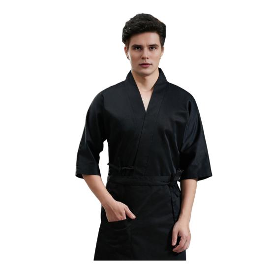 Chef Uniform with Apron Adjustable Waist Strap Unisex V-Neck Crossover Style Chef Jacket Professional Kitchen Workwear