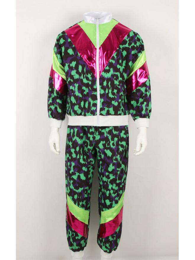 80s Retro Disco Tracksuit: Jacket and Pants Jogging Suit for Theme Parties