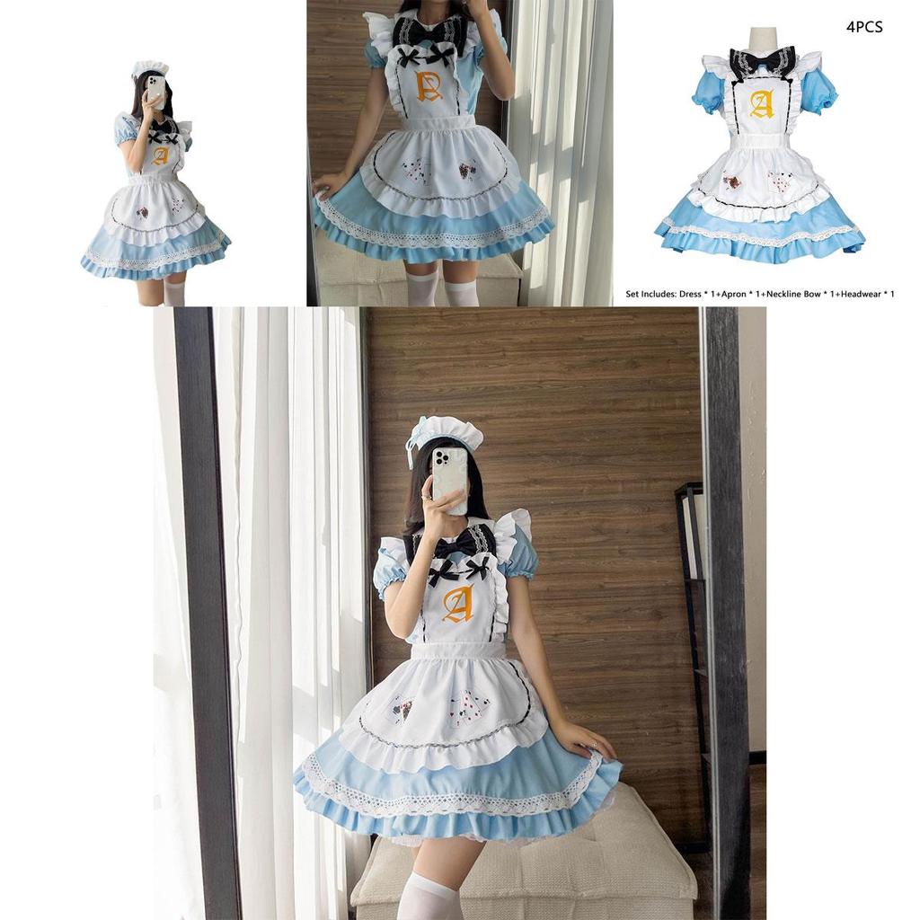 Elegant Polyester Alice In Wonderland Maid Cosplay Dress