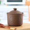 Purple Clay Unglazed Double-Lid Ceramic Stew Pot for Bird's Nest and Eggs, Small Capacity